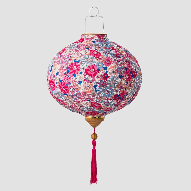 12 Inch Flower Printed Hanging Cloth Lantern Chinese Spring Festival Home Bedroom Decor Wedding Party Outdoor Lantern Ornaments