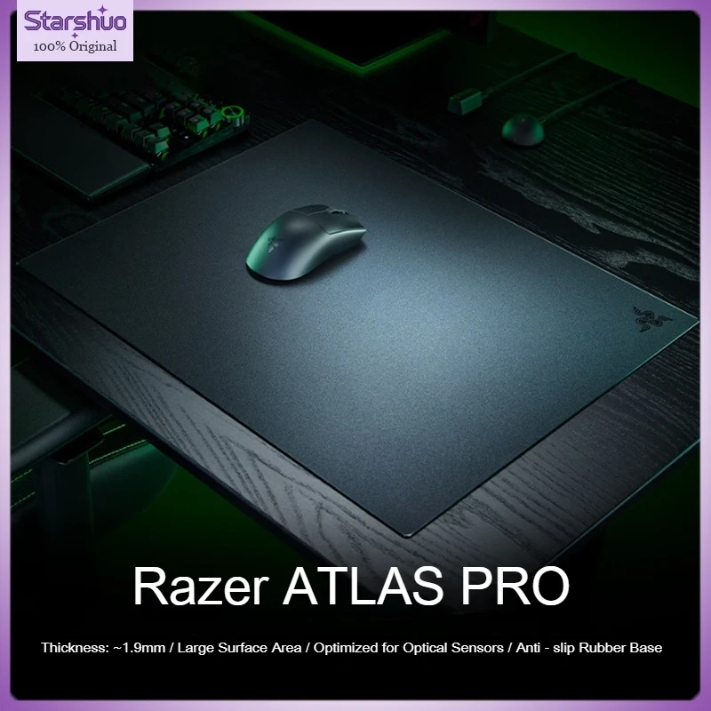 

Новый игровой коврик для мыши Razer ATLAS PRO с поверхностью из закаленного стекла, противоскользящий, оптимизированный и откалиброванный для оптических сенсоров, обеспечивающий стабильный контроль.