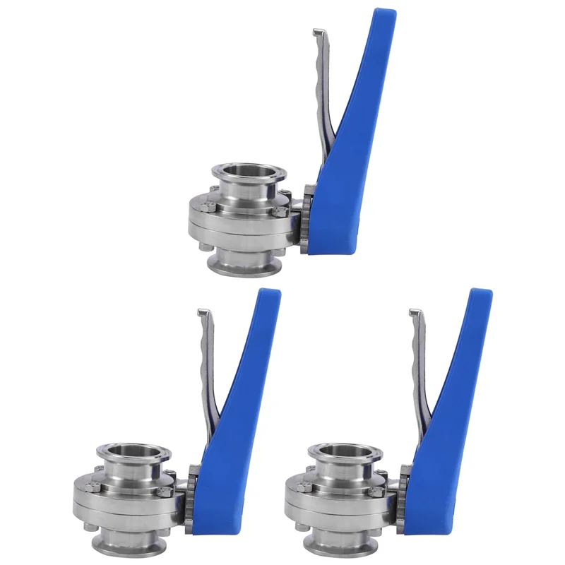 

3X 1-1/2 Inch 38mm Sanitary 1.5 Inch Tri Clamp Butterfly Valve Squeeze Trigger for Homebrew Dairy Product