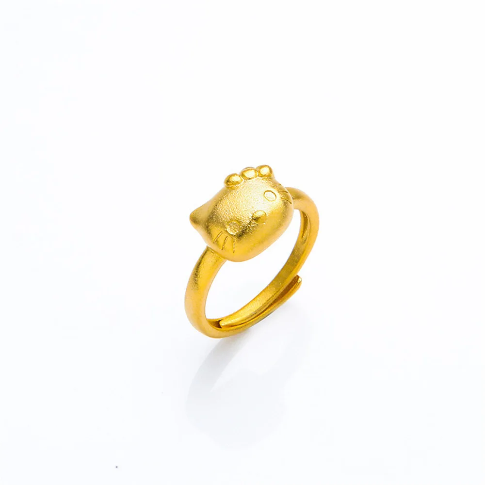 

Вьетнамское песочное золотое медное позолоченное очаровательное кольцо с мультяшным котом — женский регулируемый ремешок (роскошная ниша)