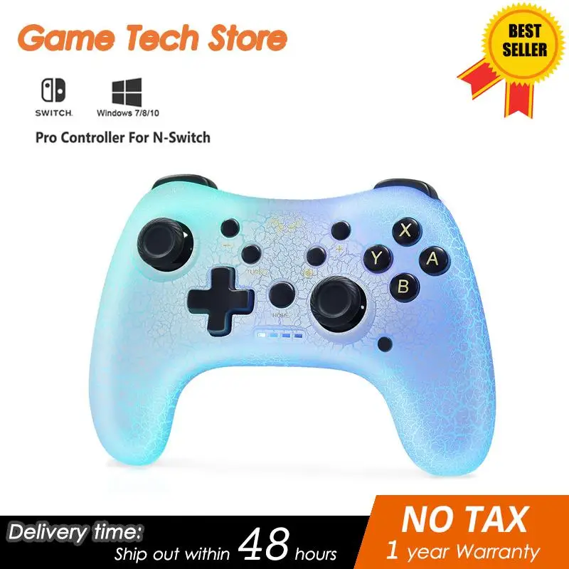 Top Wireless Switch Pro Controller For Nintendo Switch/Lite/ OLED/PC Bluetooth Pro Controller Switch with Adjustable LED Light