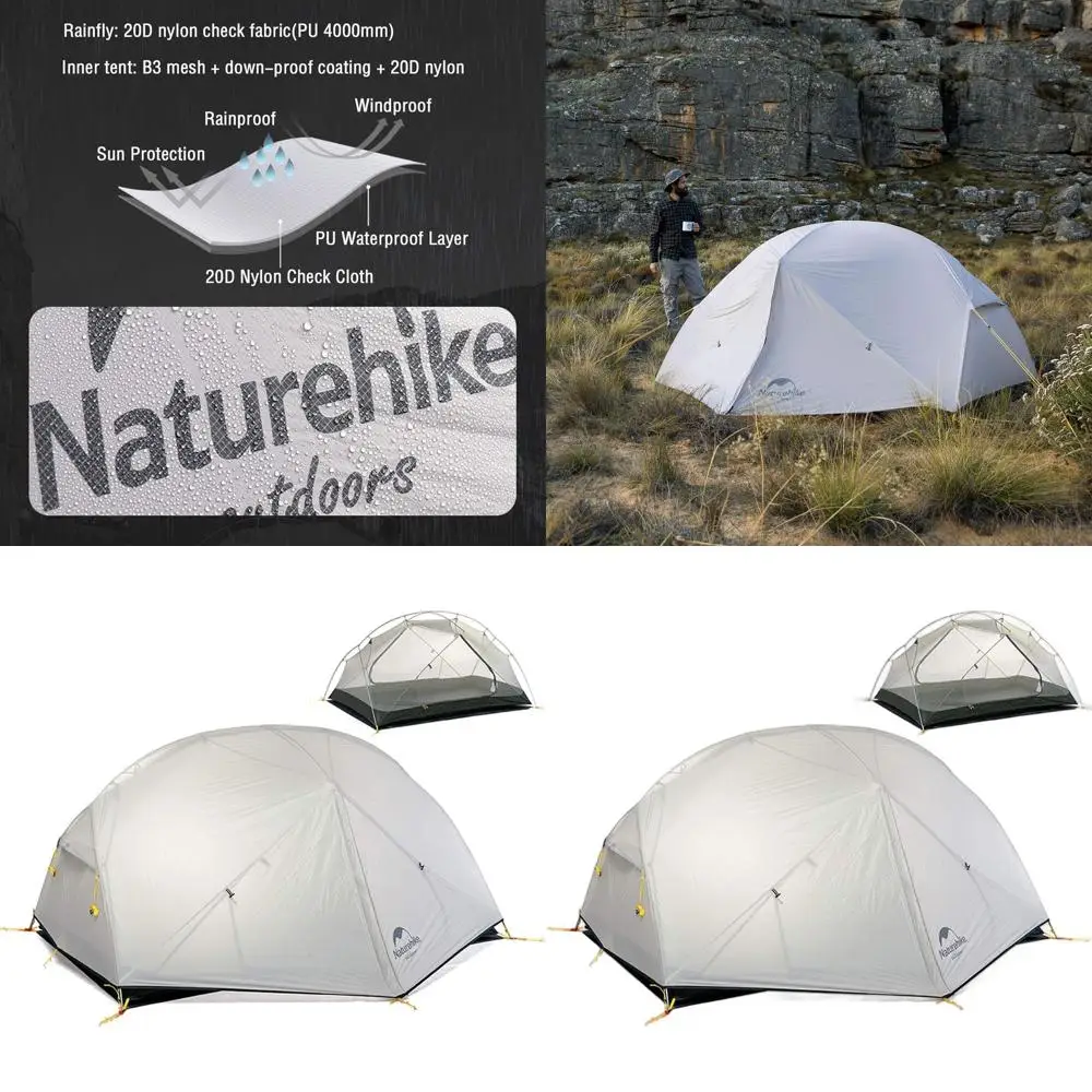 خيمة المشي لمسافات طويلة خفيفة الوزن لشخصين و3 مواسم مقاومة للماء مع إعداد سهل للمغامرات الخارجية