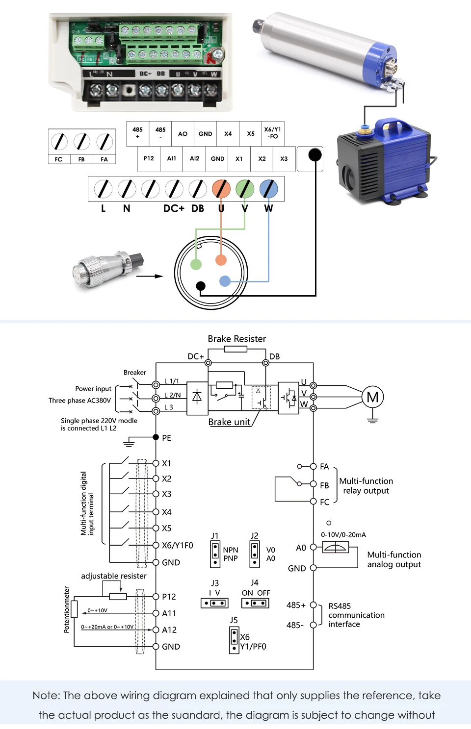 G-Penny CNC-Set 2,2kW Wassergekühlter Spindelmotor 110V/220V 80mm 4 Stück Lager & 2,2kW VFD & 80mm Halterung & 75W Pumpe für Fräsmaschine – Detail 9
