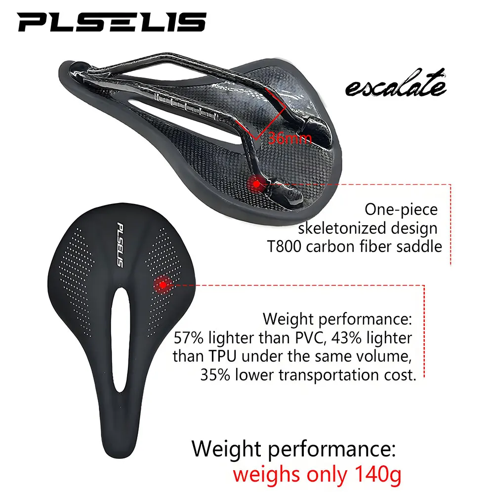 Сиденье для шоссейного велосипеда plselis из углеродного волокна, легкое полое дышащее седло, снаряжение для верховой езды, только вес 140 г