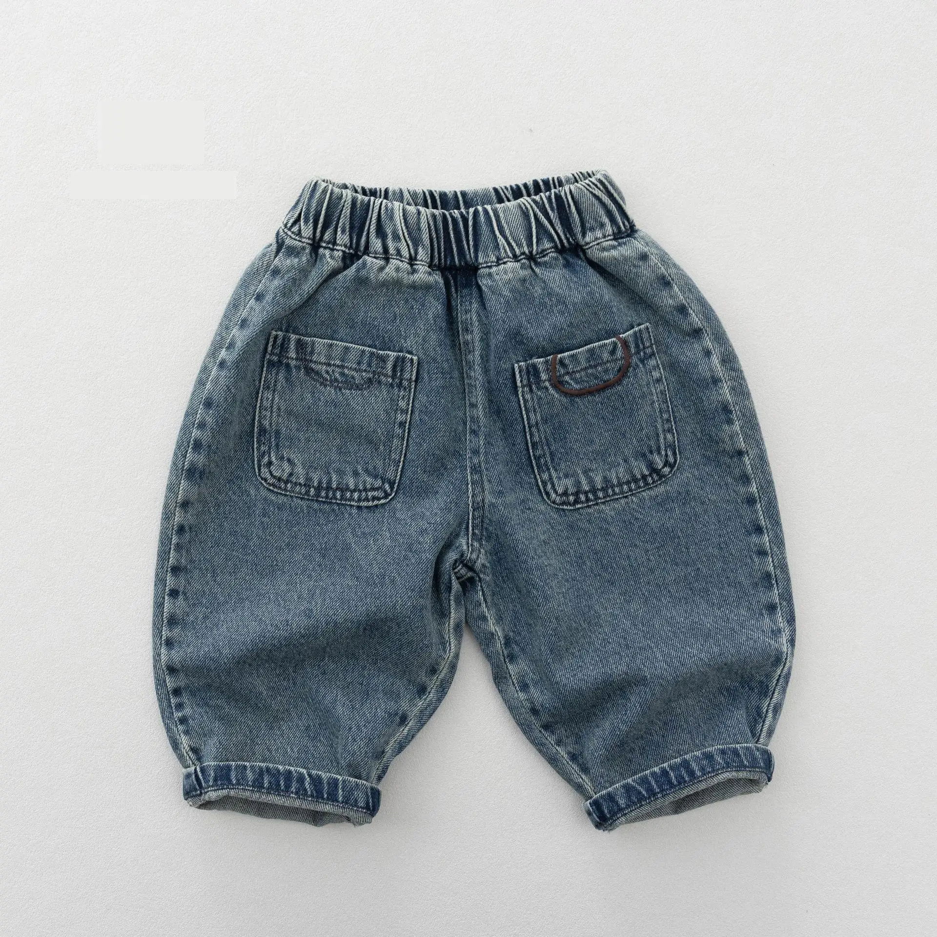 2026 Autumn New Children Loose Jeans Solid Boys Harem Pants Baby Girls Casual Pants Kids Denim Trousers Toddler Clothes