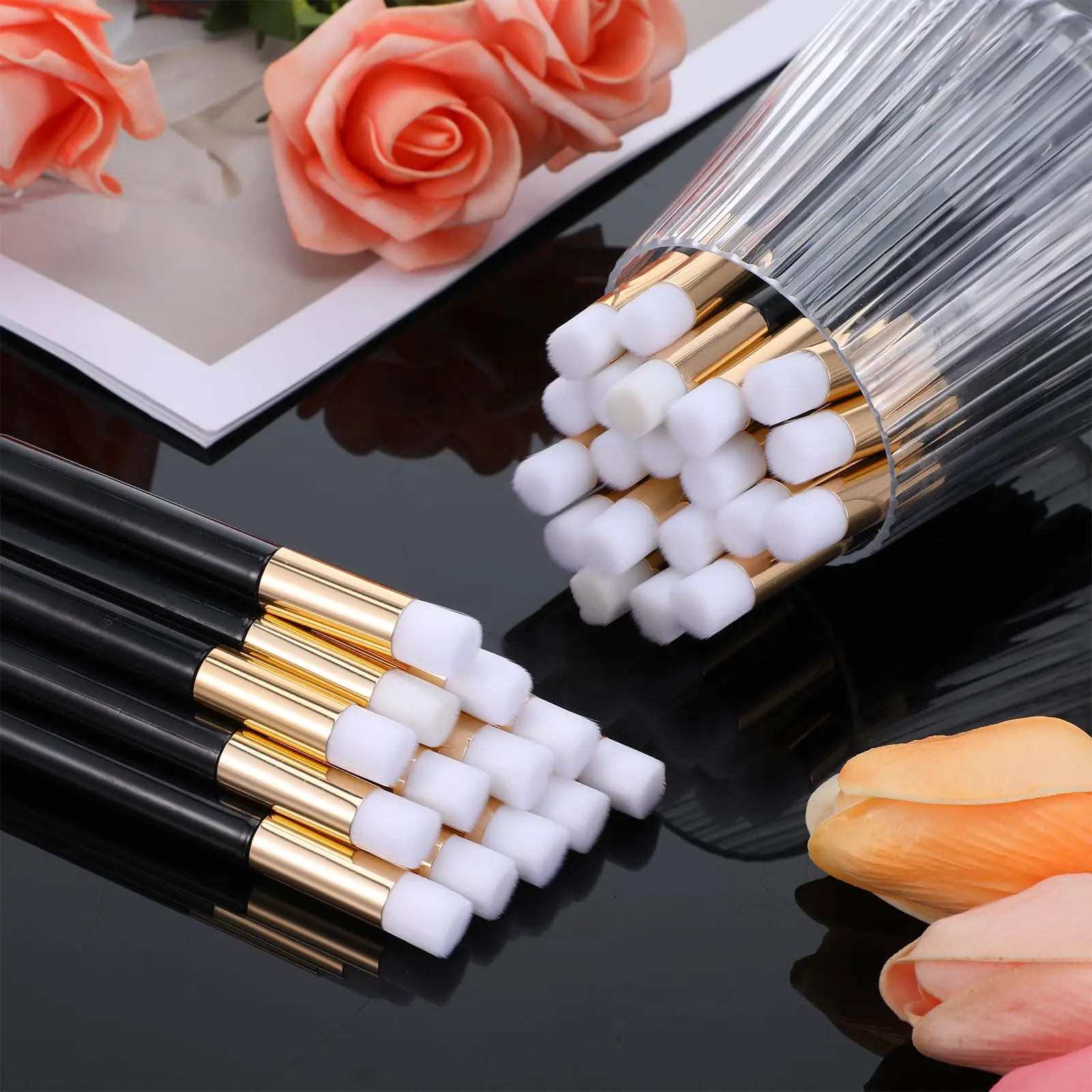10 Pcs Precision Crafted Mini Blending Brushes 0.4'' Dense Bristles Golden Ferrules Smooth Ink Painting Tool Artists Craft