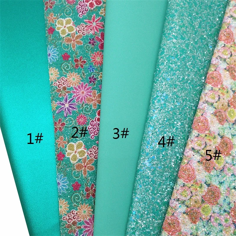 Floral Chunky Glitter Leather Spark Glitter Faux leather smooth Faux  vinyl Fabric Sheets For Bows Earrings DIY 21X29CM W598