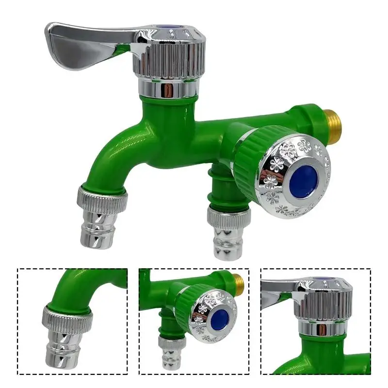 Double Outlet Faucet Garden Washer Sink Water Faucet Bibcock With Duaal Nipple Mop Pool Tap Water Tap Bathroom Accessories Tool