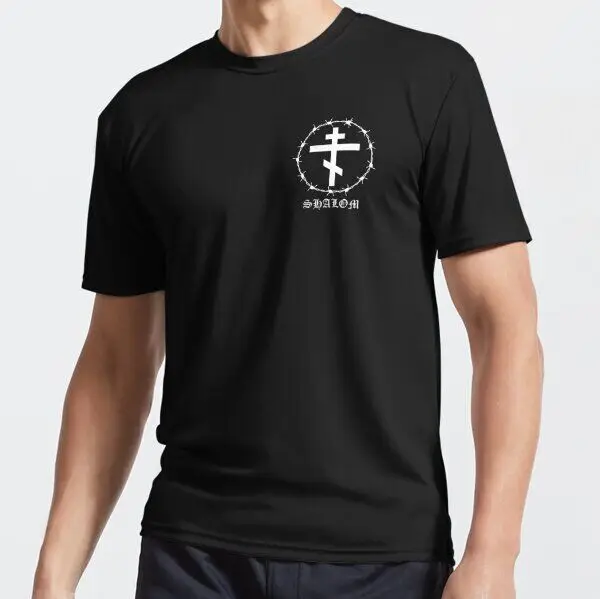 Eastern Orthodox Cross Peace Shalom Barbed Wire T-Shirt 100% Cotton O-Neck Short Sleeve Summer Casual Mens T-shirt Size S-3XL