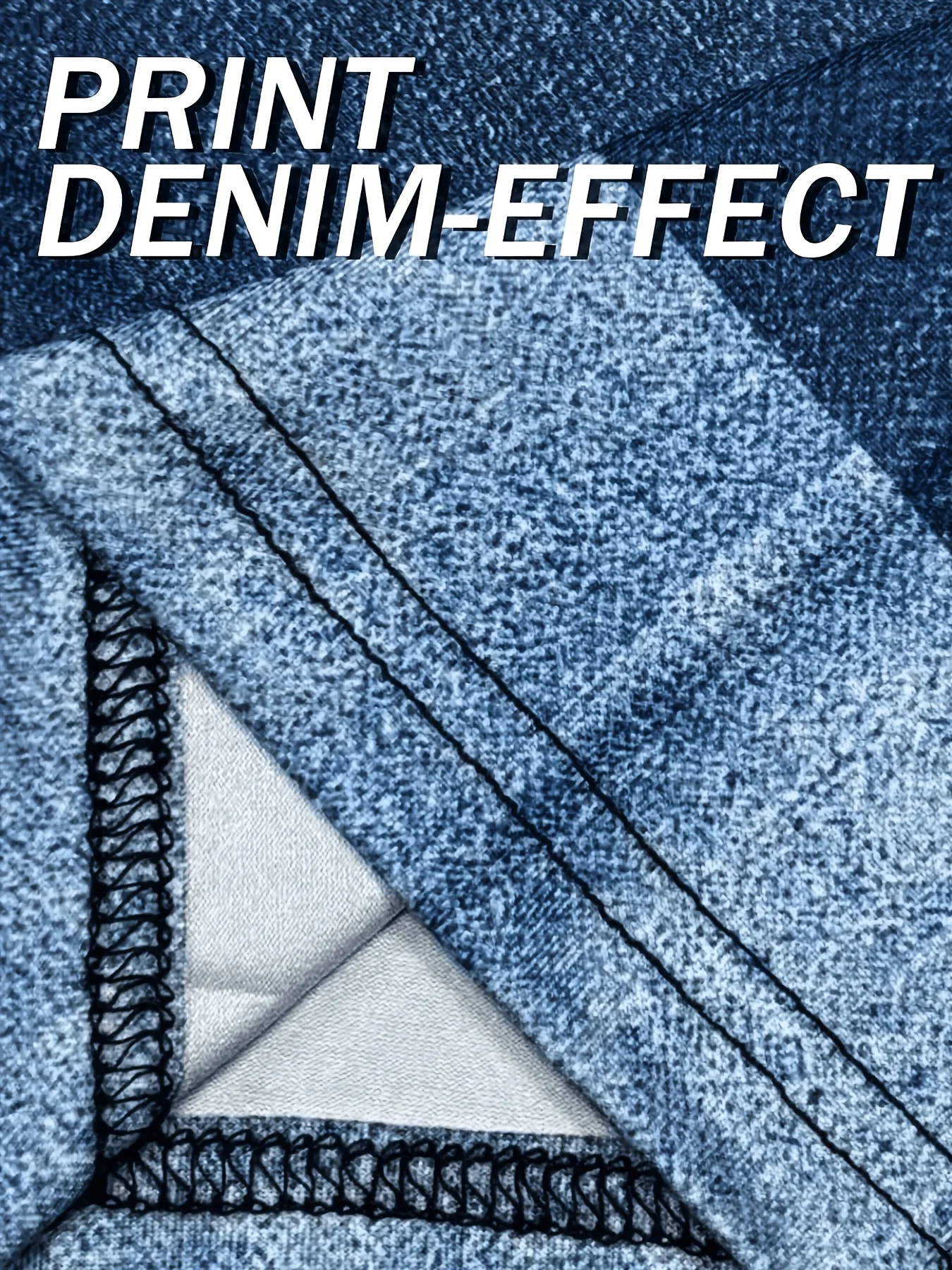 Bedruckte Leggings, kein Denim-Stoff, Caprihose mit aufgedruckter, aber nicht vorhandener Tasche und Knopf, hochelastische, neue, modische Skinny-Hose. – Detail 6