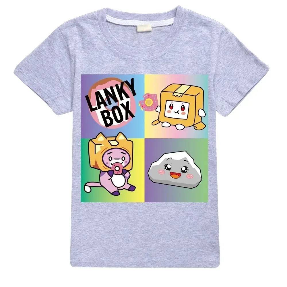 Kawaii Boys T-shirt Cartoon Lanky Box Cute Print Short Sleeve Girls Clothes Summer Casual Fashion Funny Cotton Children Tops Tee