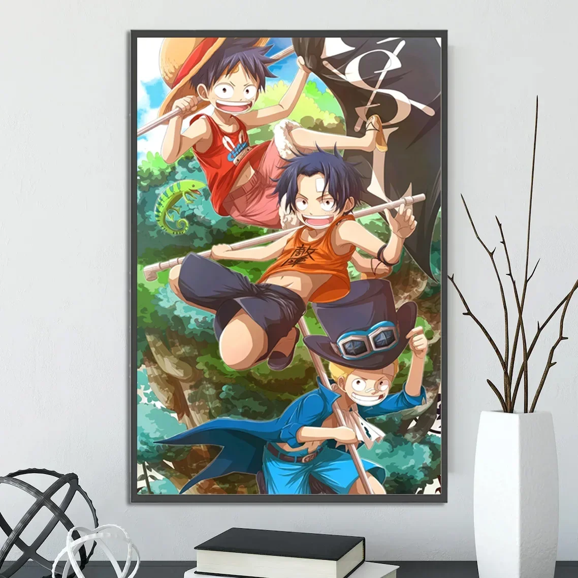 Anime ONE PIECE Self-adhesive Poster Roronoa Zoro Luffy Painting Sun God Nika Art Print Kid Room Decoration Mural Wallpaper Gift