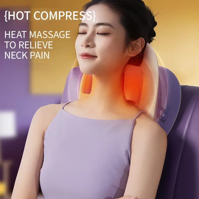 

2025 new kneading massage pillow cross-border hot selling hot compress neck and waist dual-use trapezius muscle massager