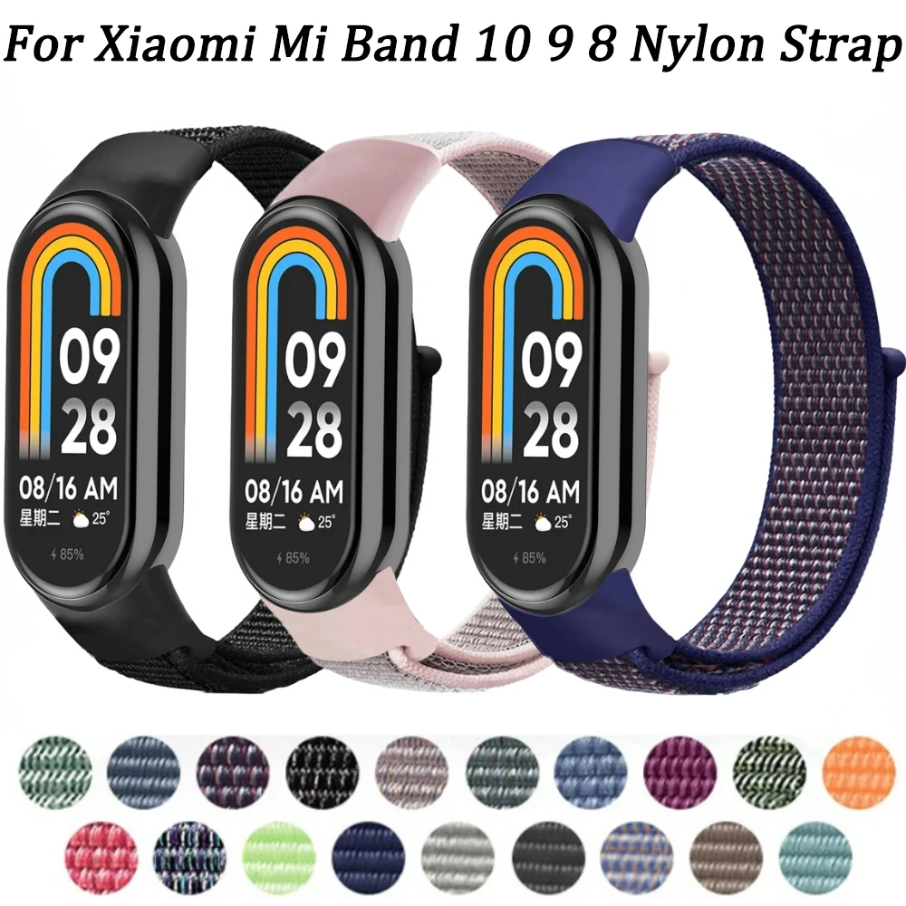 Nylon-Schlaufenarmband für Xiaomi Mi Band 10 9 8 NFC Smart Watch Atmungsaktives Armband Correa für Mi Band 10 Mi 9 Armbandzubehör