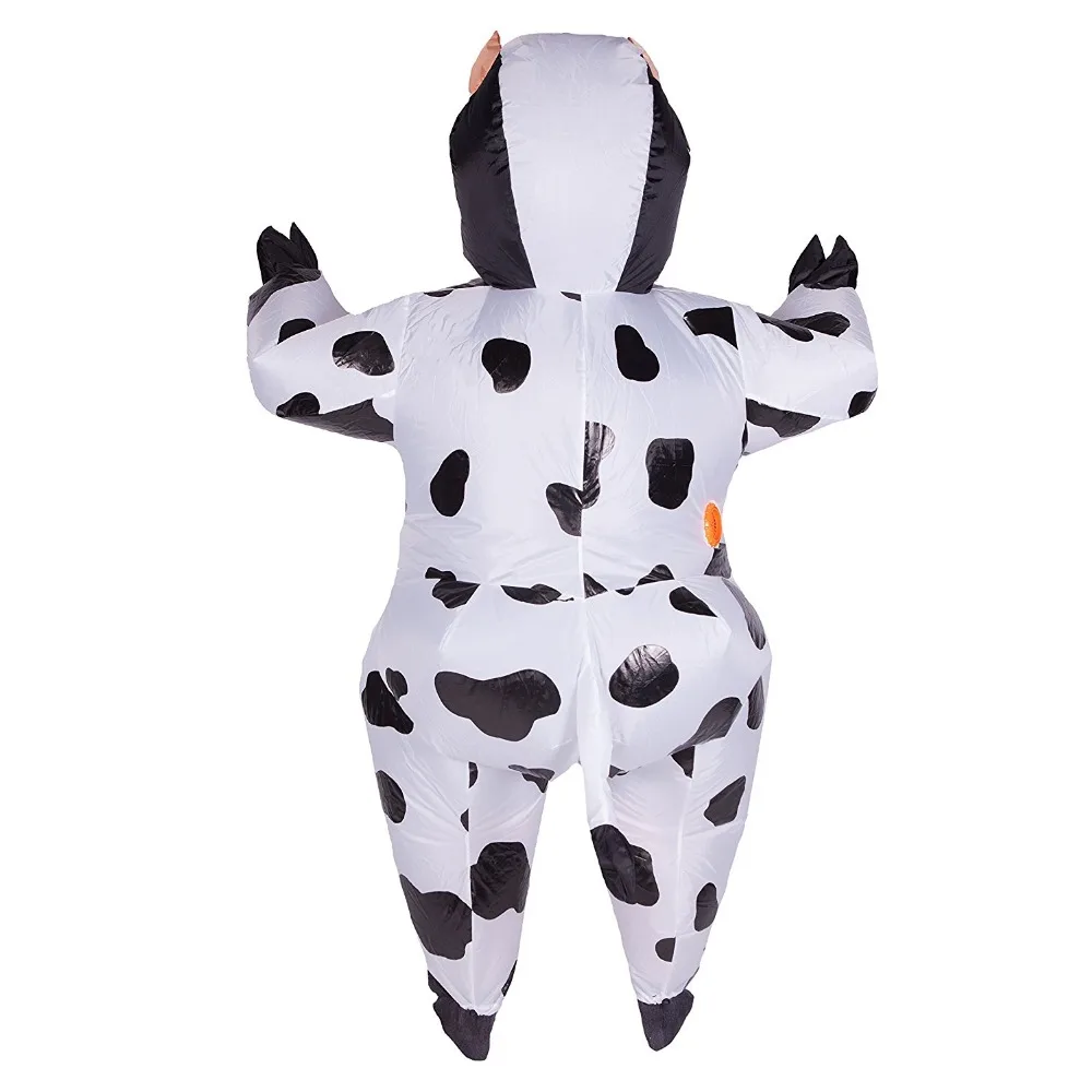 Traje de vaca inflável animal dos desenhos animados, Homens adultos Mulheres Blowup Fancy Party Dress, Halloween Carnival Party Suit