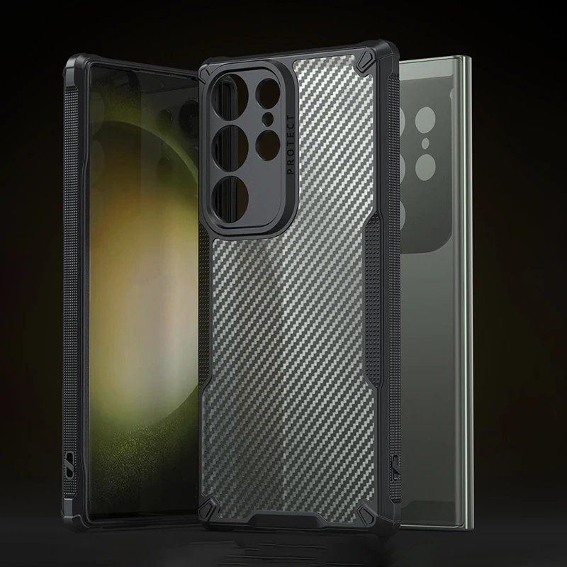 

For Samsung S23 Plus Case Rugged Drop Tested Anti-slip Grip Carbon Fiber Pattern Shock-Absorbing S23 S24 Ultra Plus Case Cover