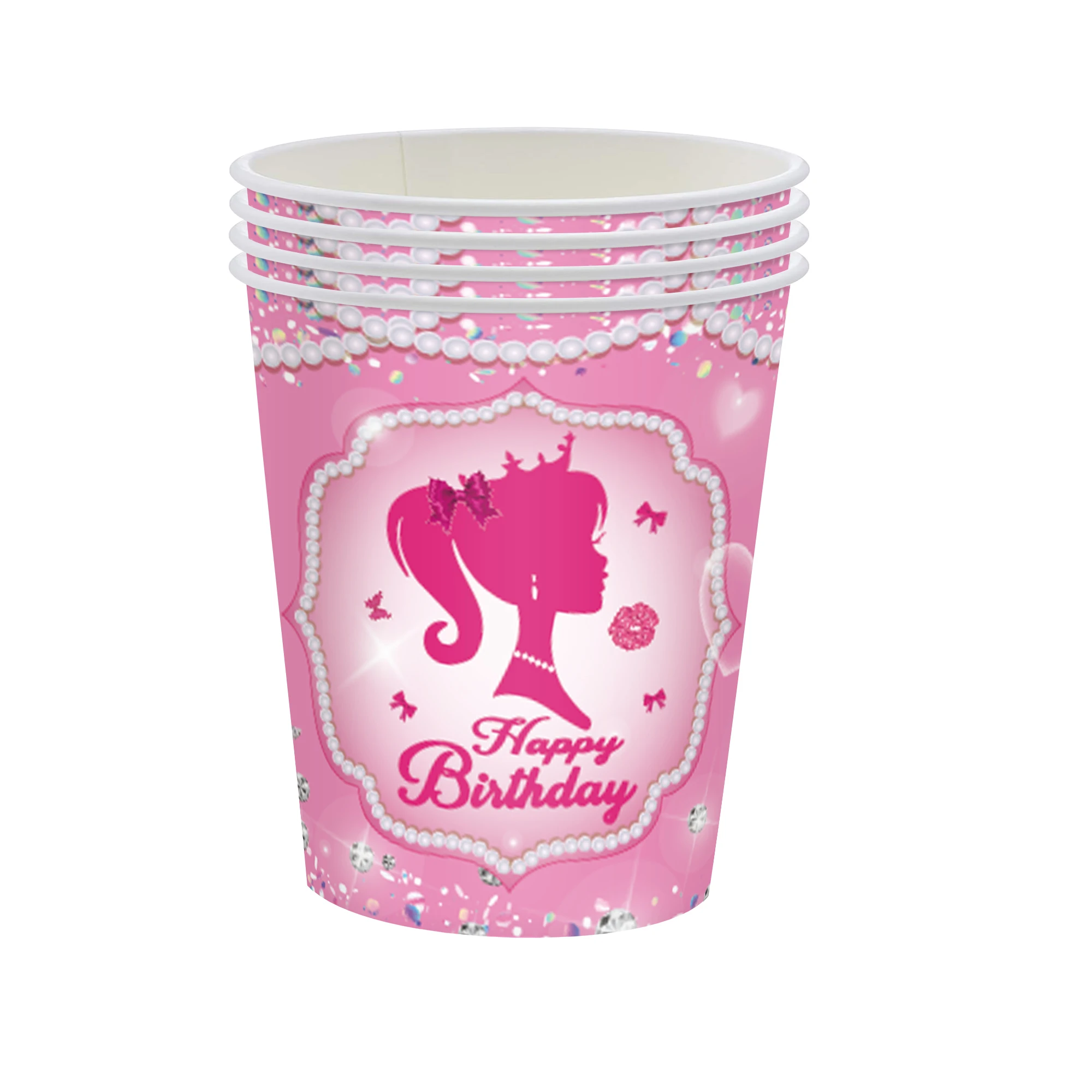 Barbie Party Geschirr Rosa Prinzessin Cartoon Mädchen Geburtstag Party Dekoration Teller Tasse Servietten Luftballons Baby Dusche Liefert