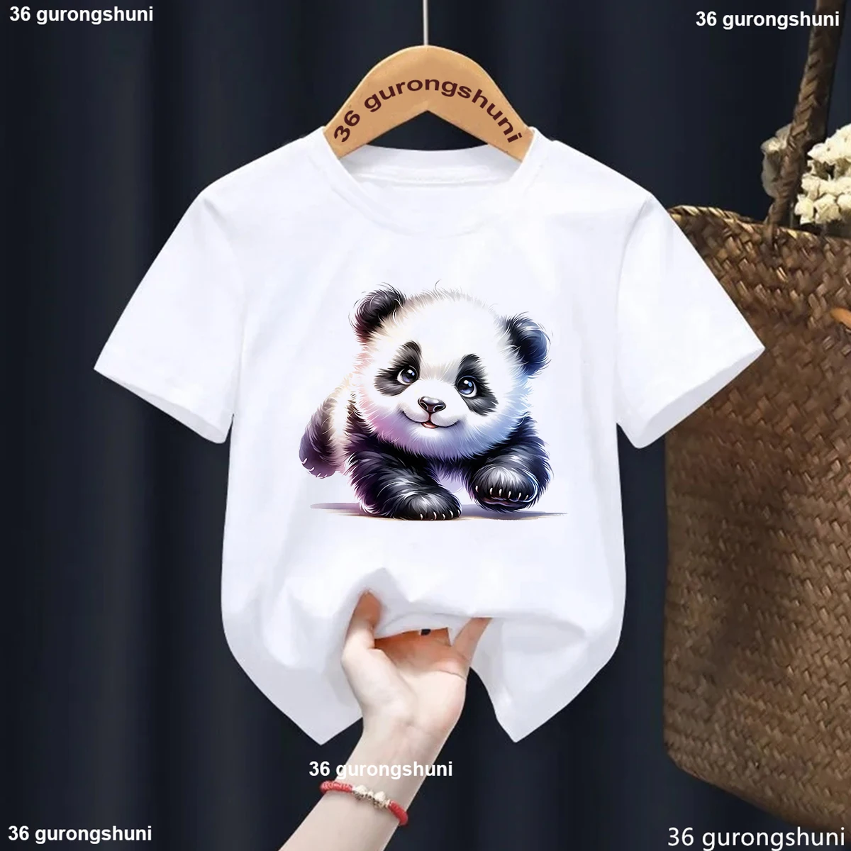 Funny Panda Printed Kids T-Shirt Boy/ Girl Short Sleeve T Shirt Toddler Summer Outfit Tops Casual T Shirt Cute Children Clothes