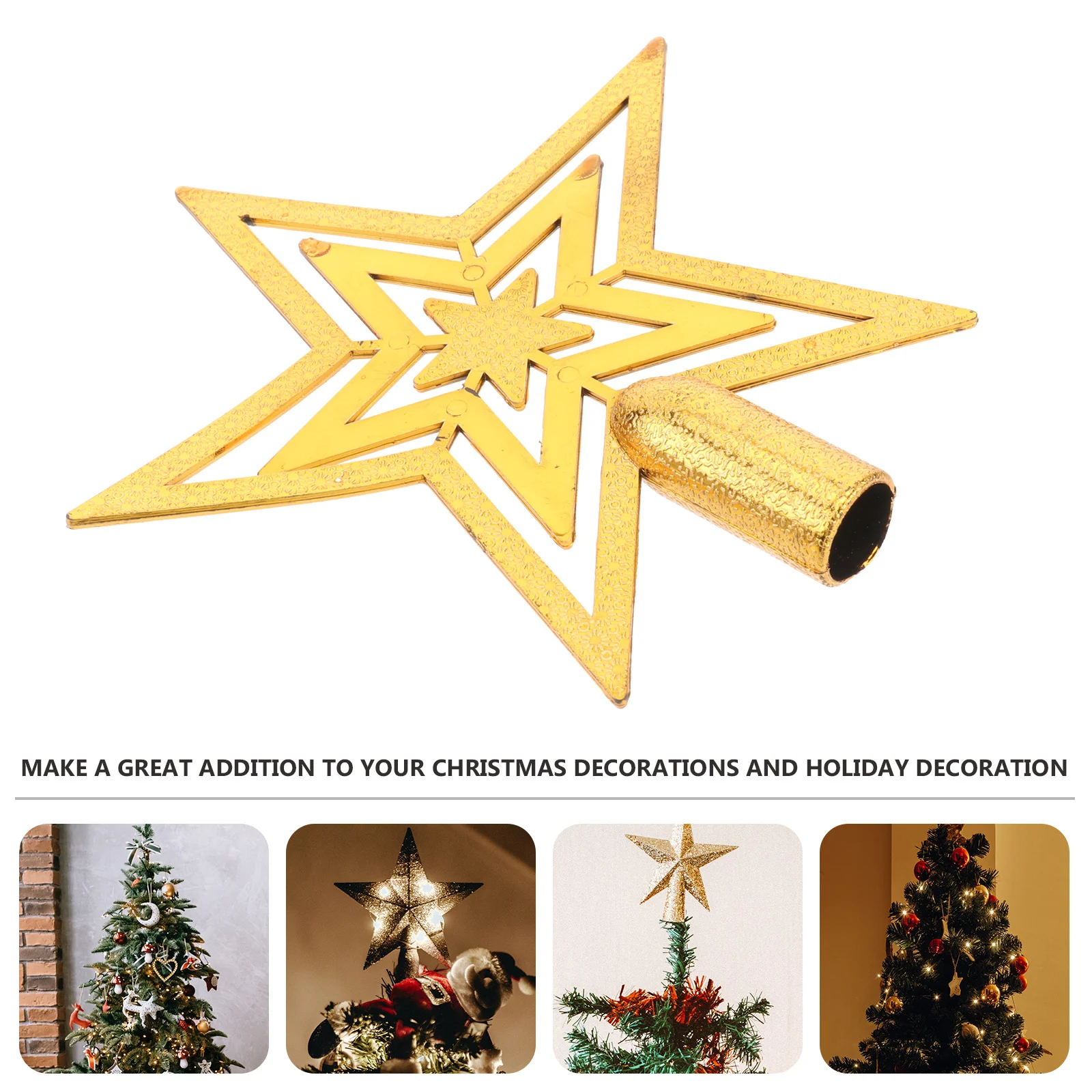 

Christmas Tree Topper Star 15cm Gold PVC Bright Color Star Lightweight for Christmas Tree Decoration Holiday Festival
