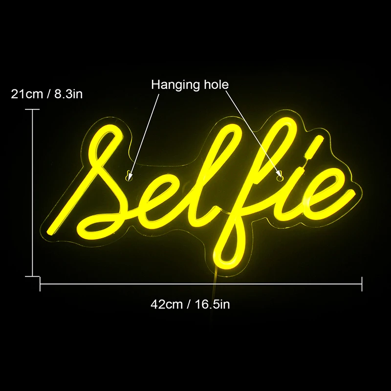 Selfie Neon Bord Led Kamer Muur Decor Usb Aangedreven Met Schakelaar Opknoping Acryl Voor Slaapkamer Kinderkamer Feest Geschenken Lampen Voor Kamer