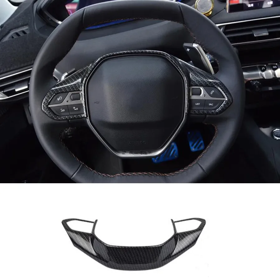 

For Peugeot 5008 2017 Car Interior Steering Wheel Cover Trim Moldings Car-Covers Styling Accessories ABS Carbon Fiber