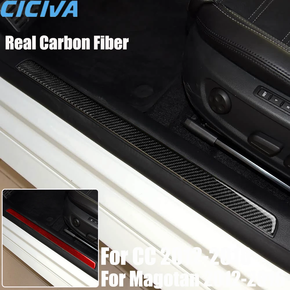 

Настоящее углеродное волокно, автомобильные аксессуары, накладка на панель порога, мягкая наклейка для Volkswagen CC 2012-2018 для Magotan 2012-2016