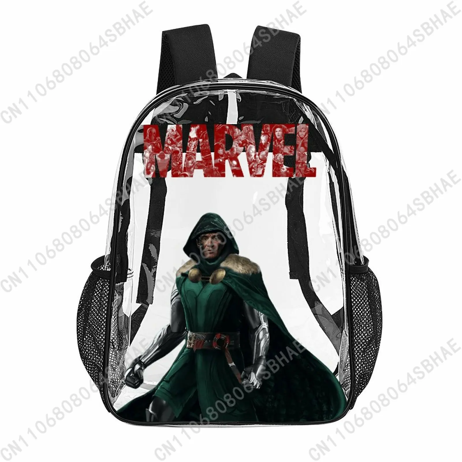 

Модный прозрачный рюкзак Marvel Doctor Doom 17 дюймов для мужчин, женщин и подростков, персонализированная прозрачная сумка из ПВХ, подарки, косплей