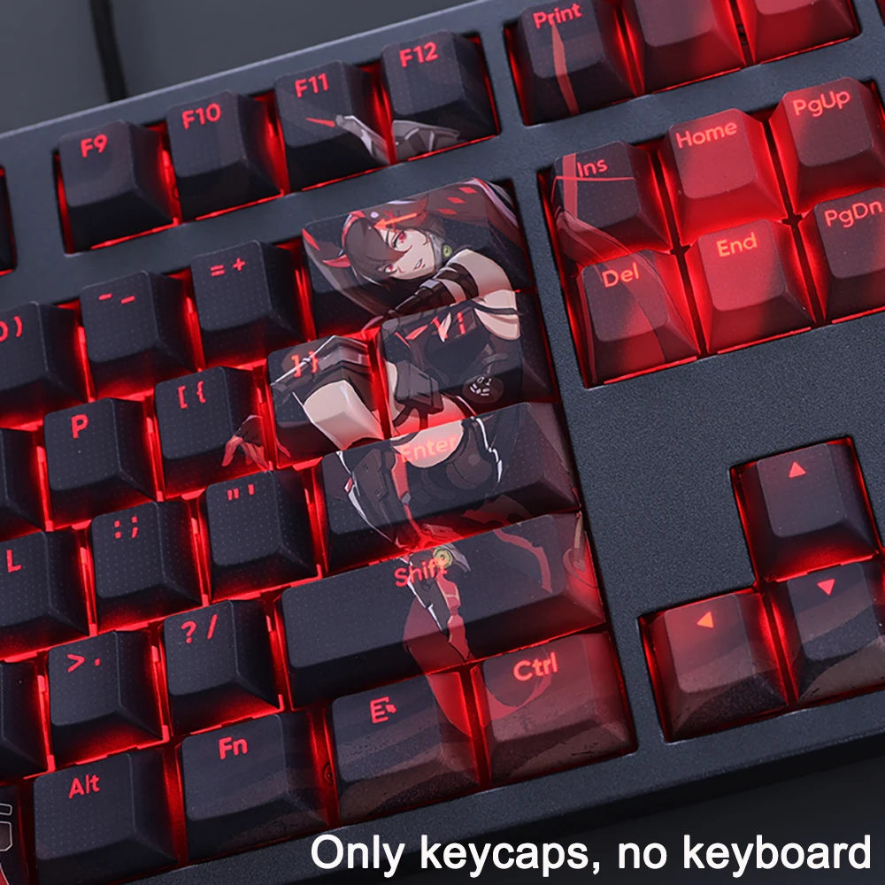 108 kunci/set Keycaps Lucia Transmission penutup PBT Dye Subbed Keycap Cherry kartun Anime Gaming tutup kunci untuk ANSI 61 87 104 108