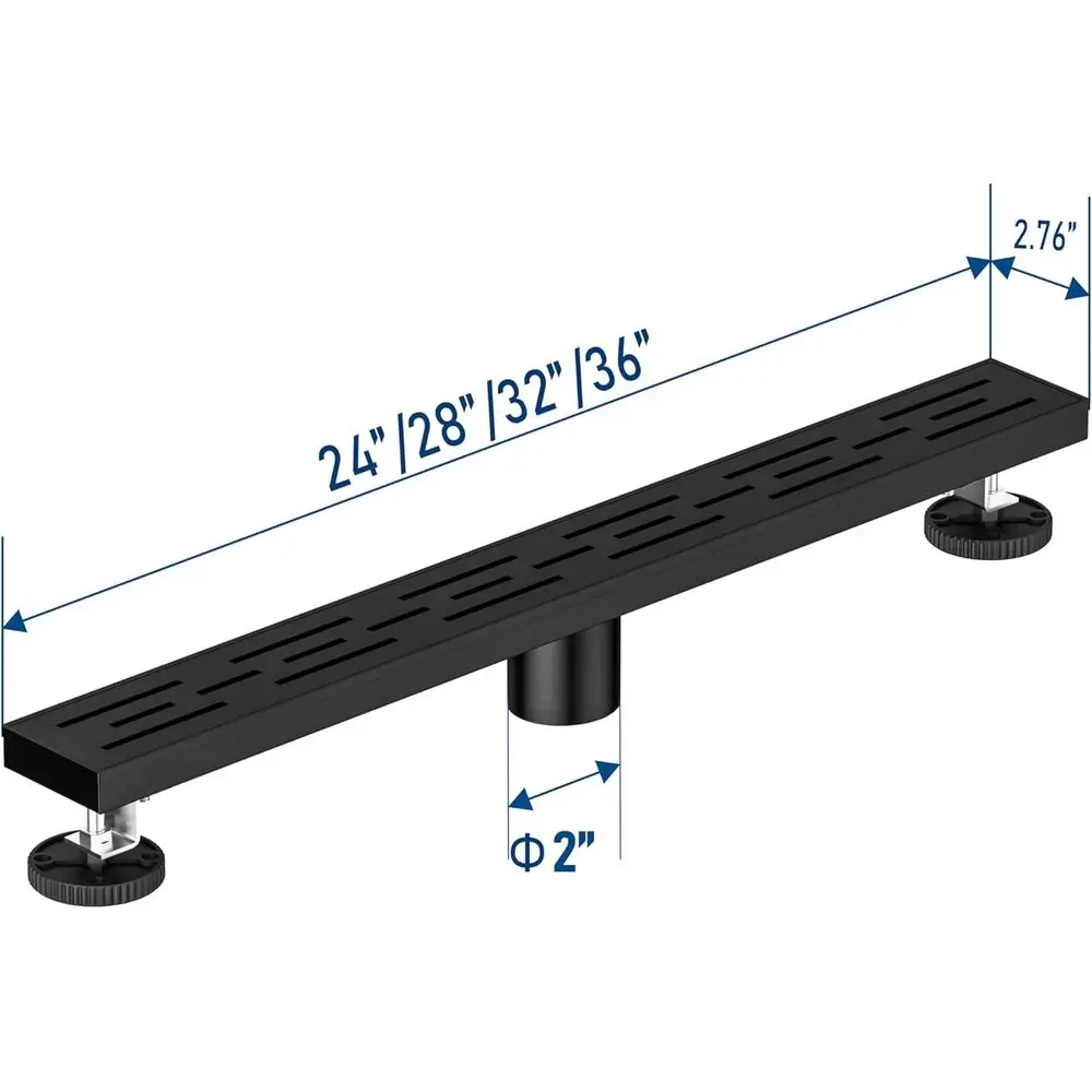 Ralo Linear para Chuveiro de 36 Polegadas Preto Fosco com Grelha Estilo Tijolo em Aço Inoxidável 304 Escovado