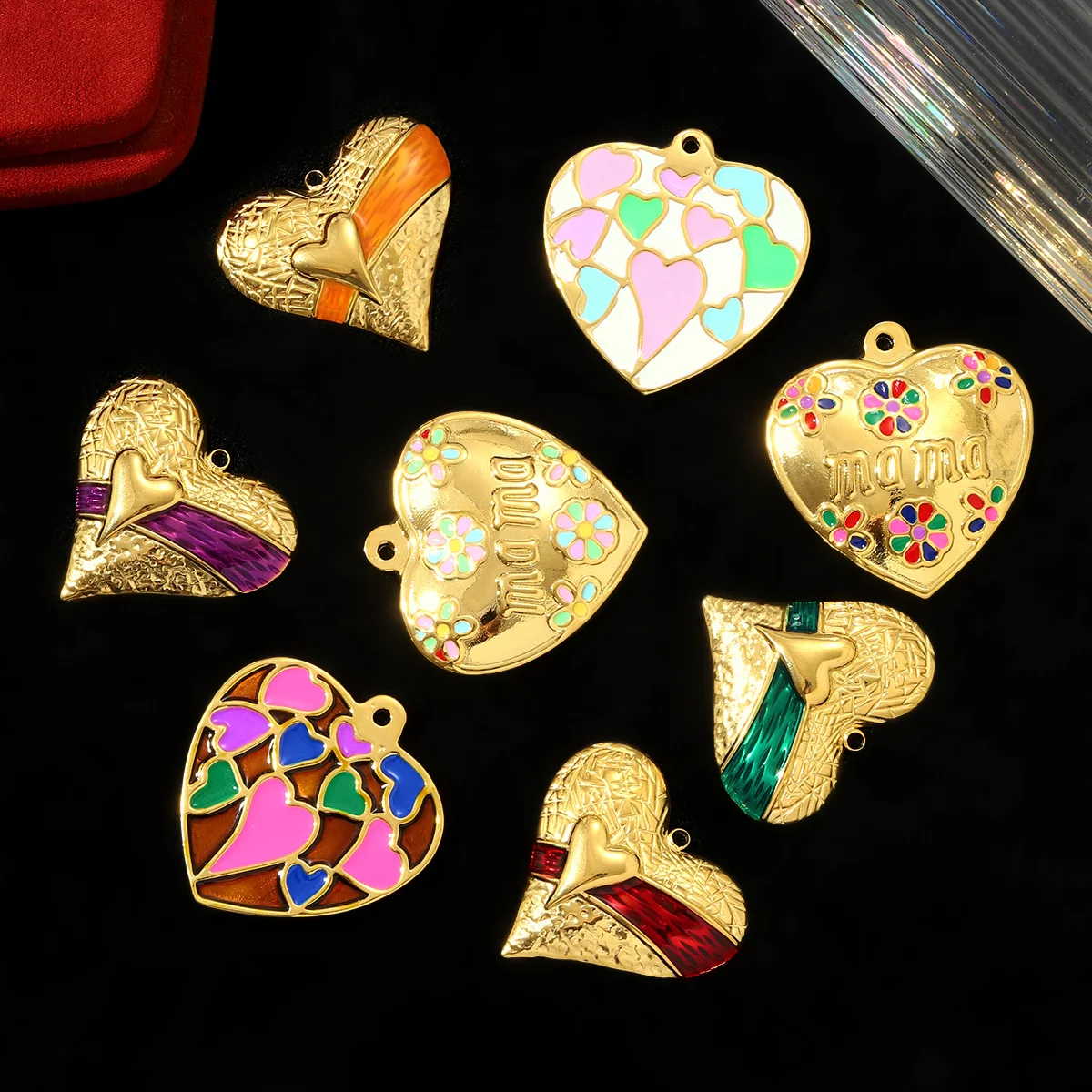 

3Pcs/Lot Stainless Steel Big Size Love Mama Charms Heart Necklace Pendants For Making Women Fashion Jewelry Accessory Wholesale