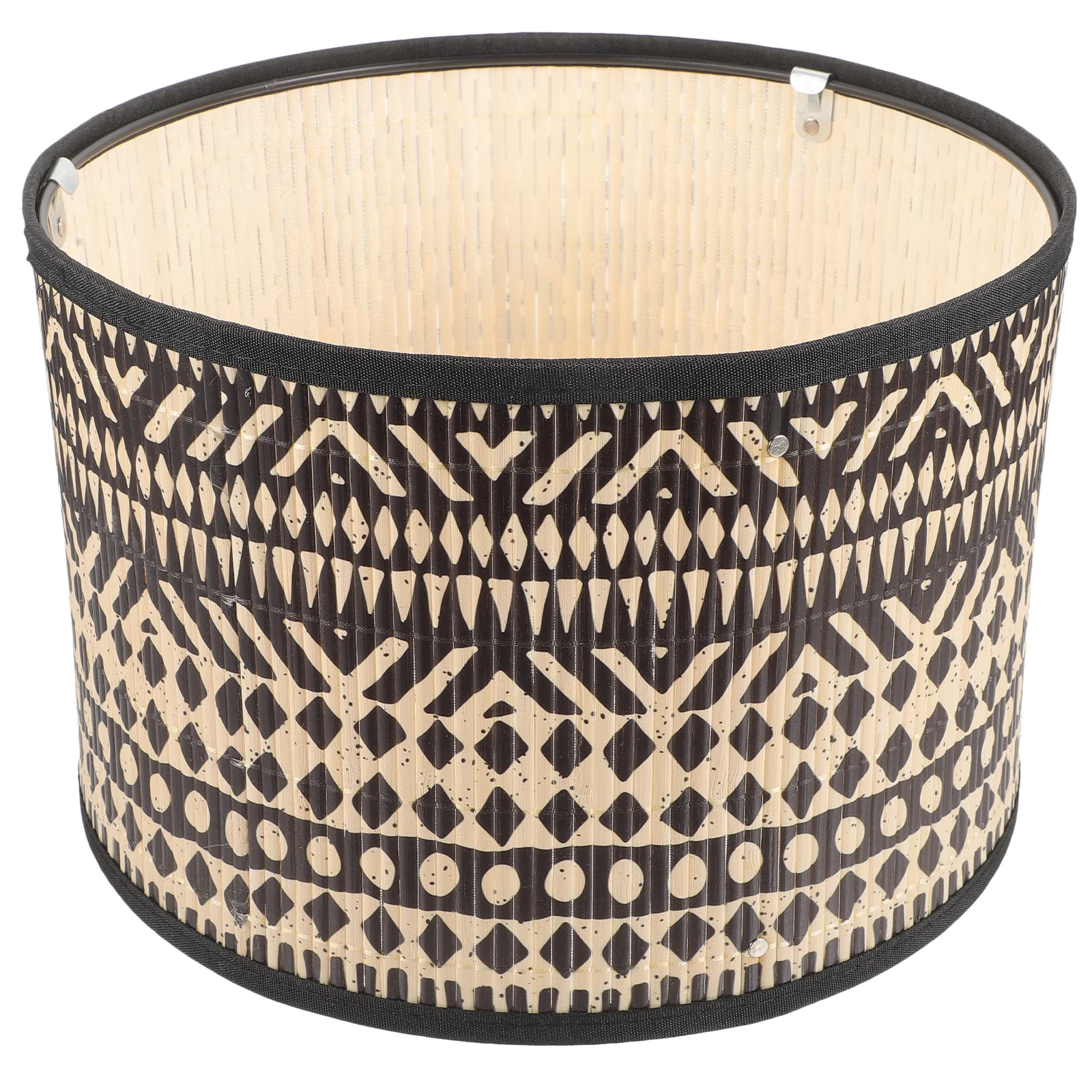 غطاء مصباح من الخيزران بتصميم طبل مطبوع عتيق تجريدي لاستبدال عصري كبير وفريد من نوعه #2