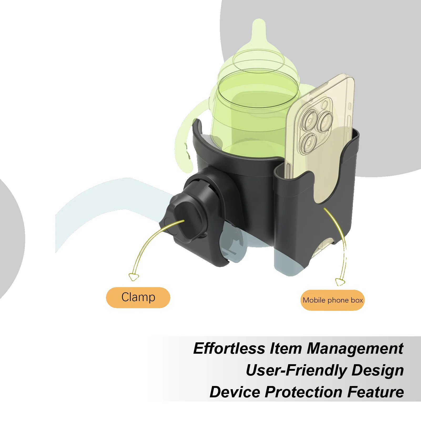 Stroller Cup Holder Pushchair Baby Bottle Rack Non-Slip Wheelchair Phone Mount for Parents School Field Trips Beach Gym