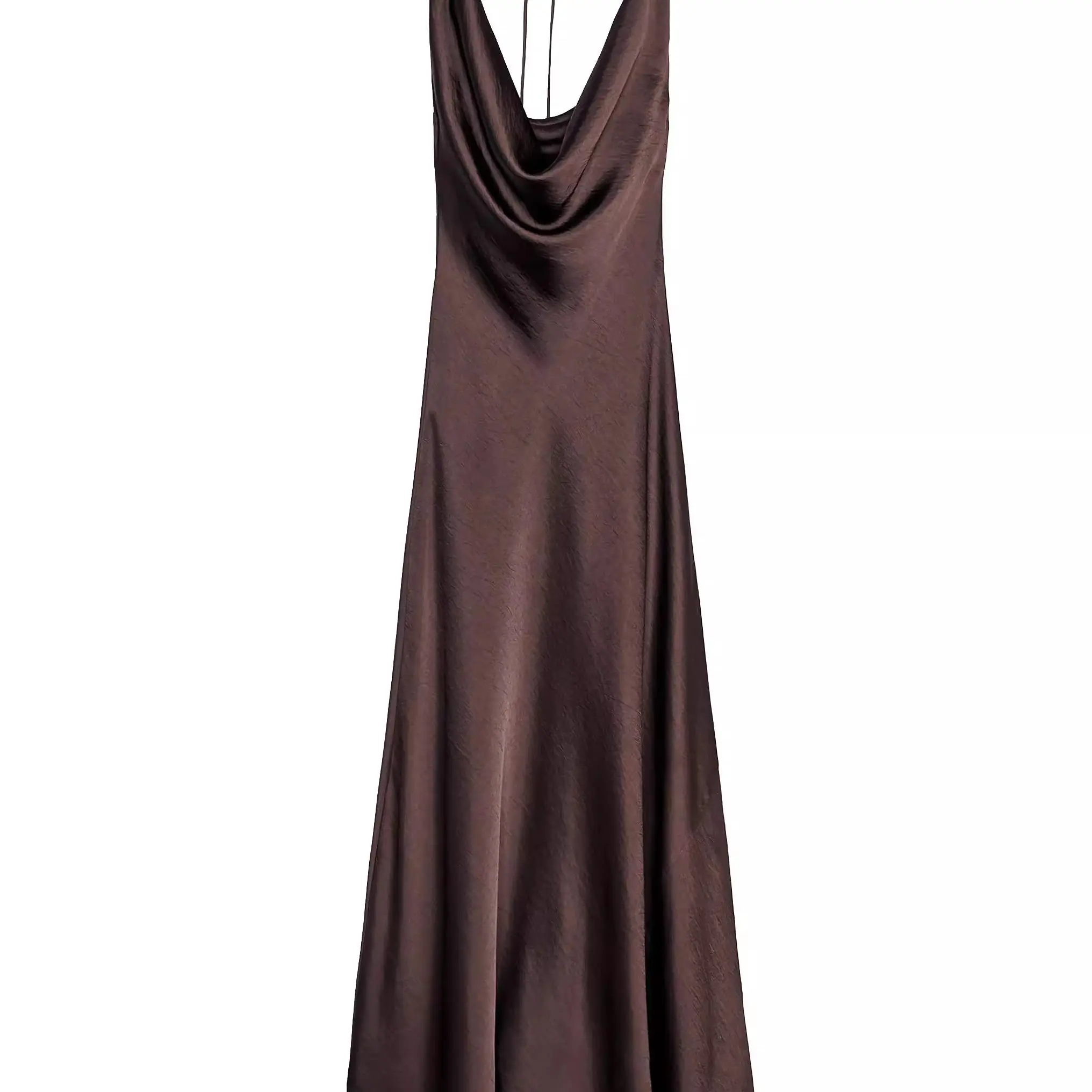 夏の新作 レディース ZWシリーズ シルクサテン ロングドレス エレガント ハイウエスト ノースリーブ Vネック ガウン 女性用 スタイリッシュ カジュアルドレス