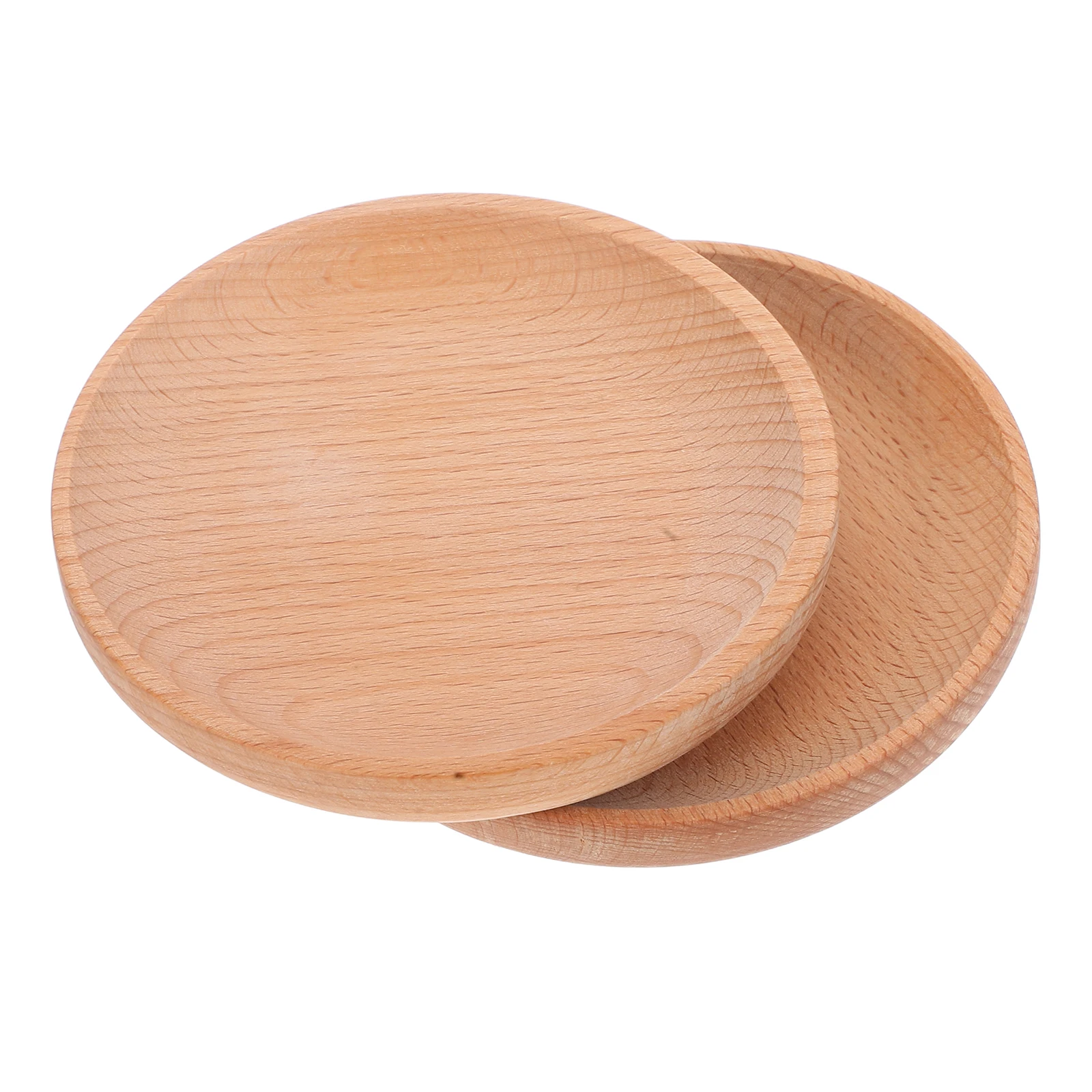

2Pcs Round Snack Plates Wooden Material Smooth Finish Ideal for Christmas Anniversary Business Occasion Dessert Tray