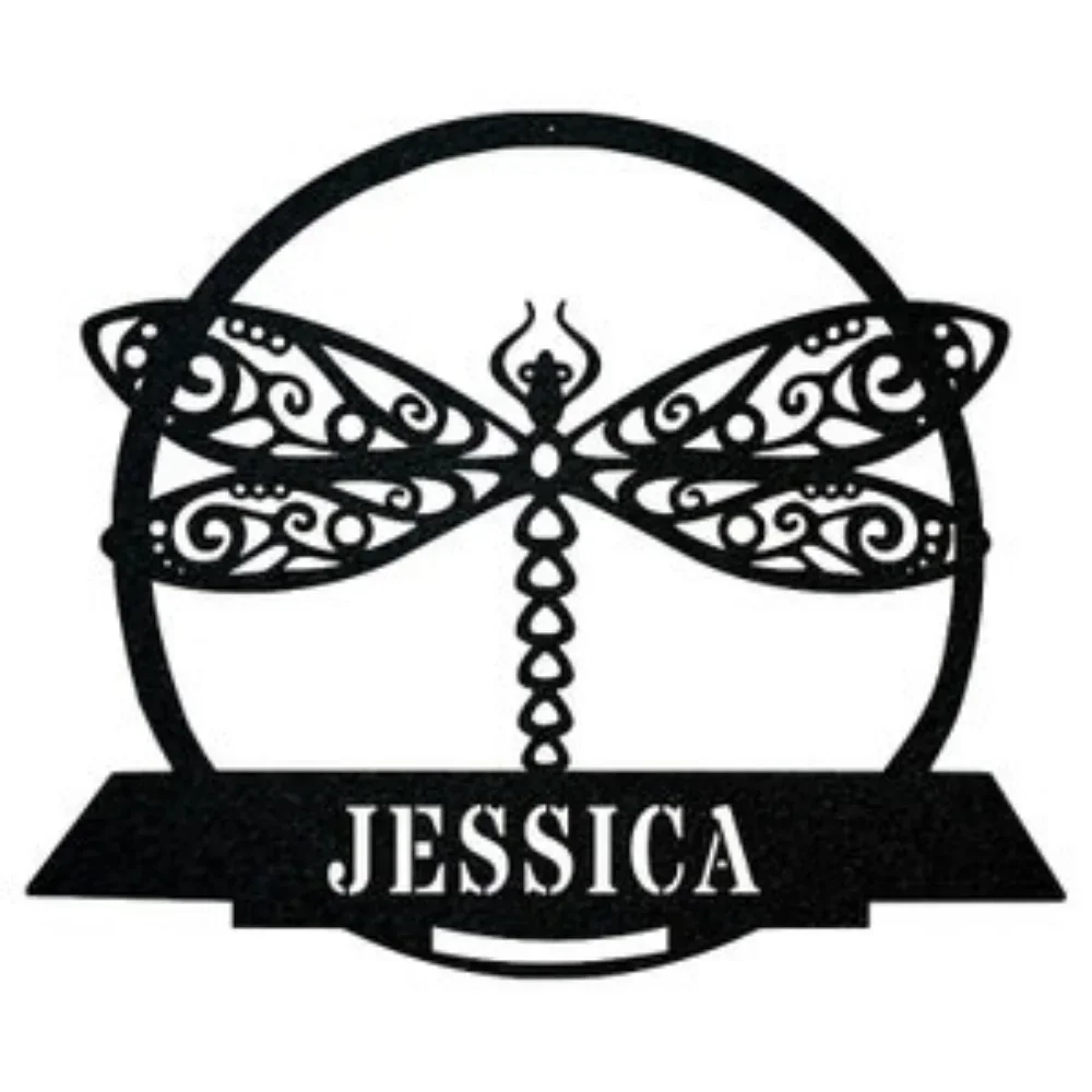 Print On Demand-DRAGON FLY Monogram Metal Wall Art Decor Gepersonaliseerde Dragonfly Farm Sign met metalen naam Deurhanger Housewarmi