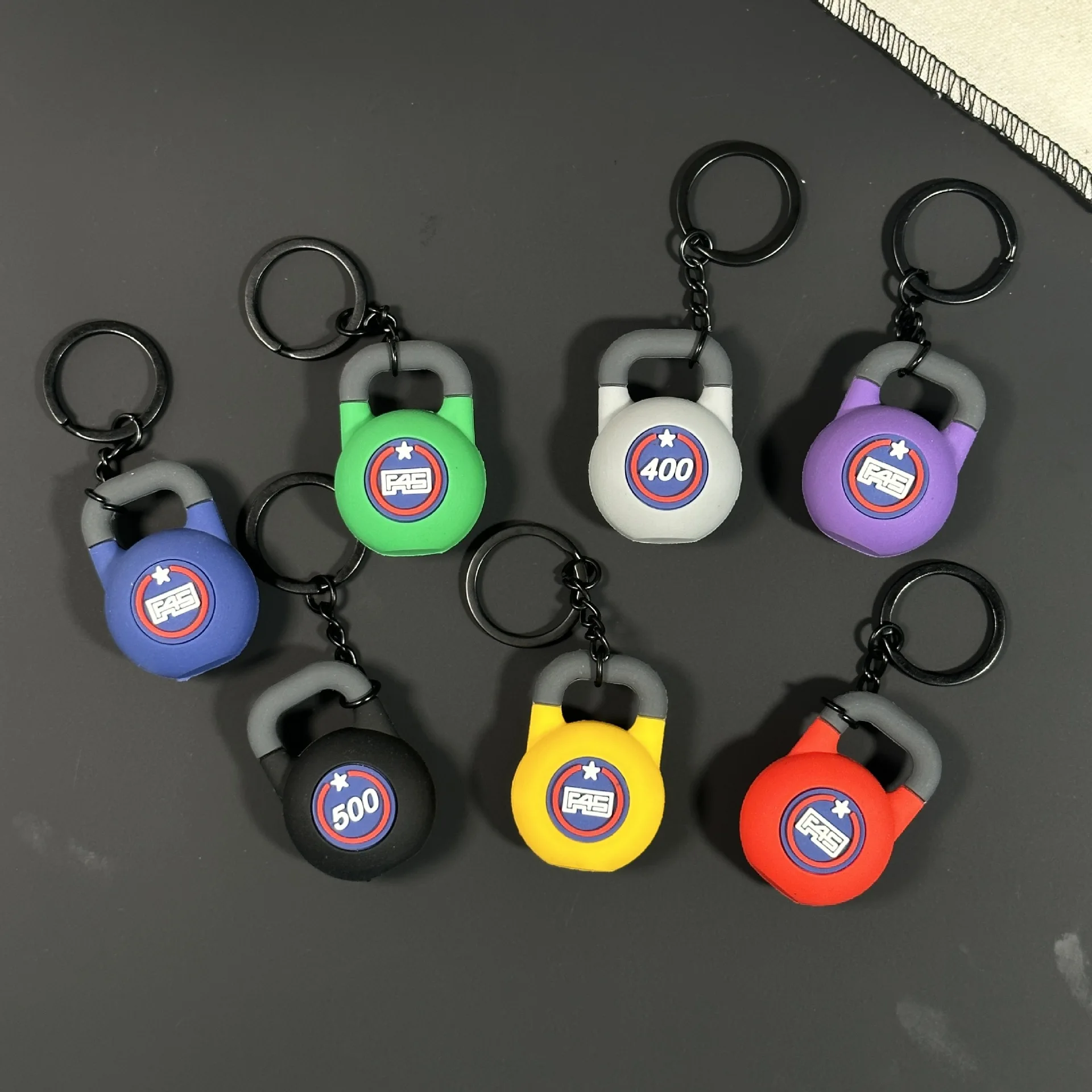 3D Fitness Series Silicone Keychains with High Appearance Level Dumbbell Kettlebell Key Holder Bag Gifts Charm Accessories Women