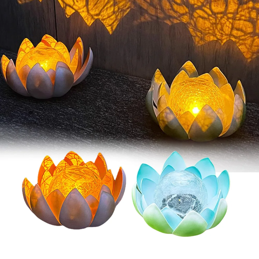 

Solar Powered Lotus Cracked Glass Ball Lamp Waterproof 600mAh Decorative Cracked Ball Lotus Light Garden Art Decoration