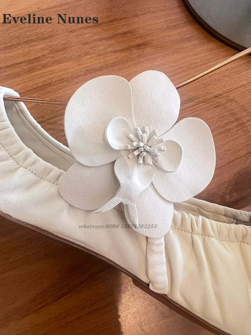 Flower Shallow Elastic Band Pumps Round Toe Flat with Pleated Solid Mary Janes One Word Belt Nifty Ballet Casual Shoes Elegant