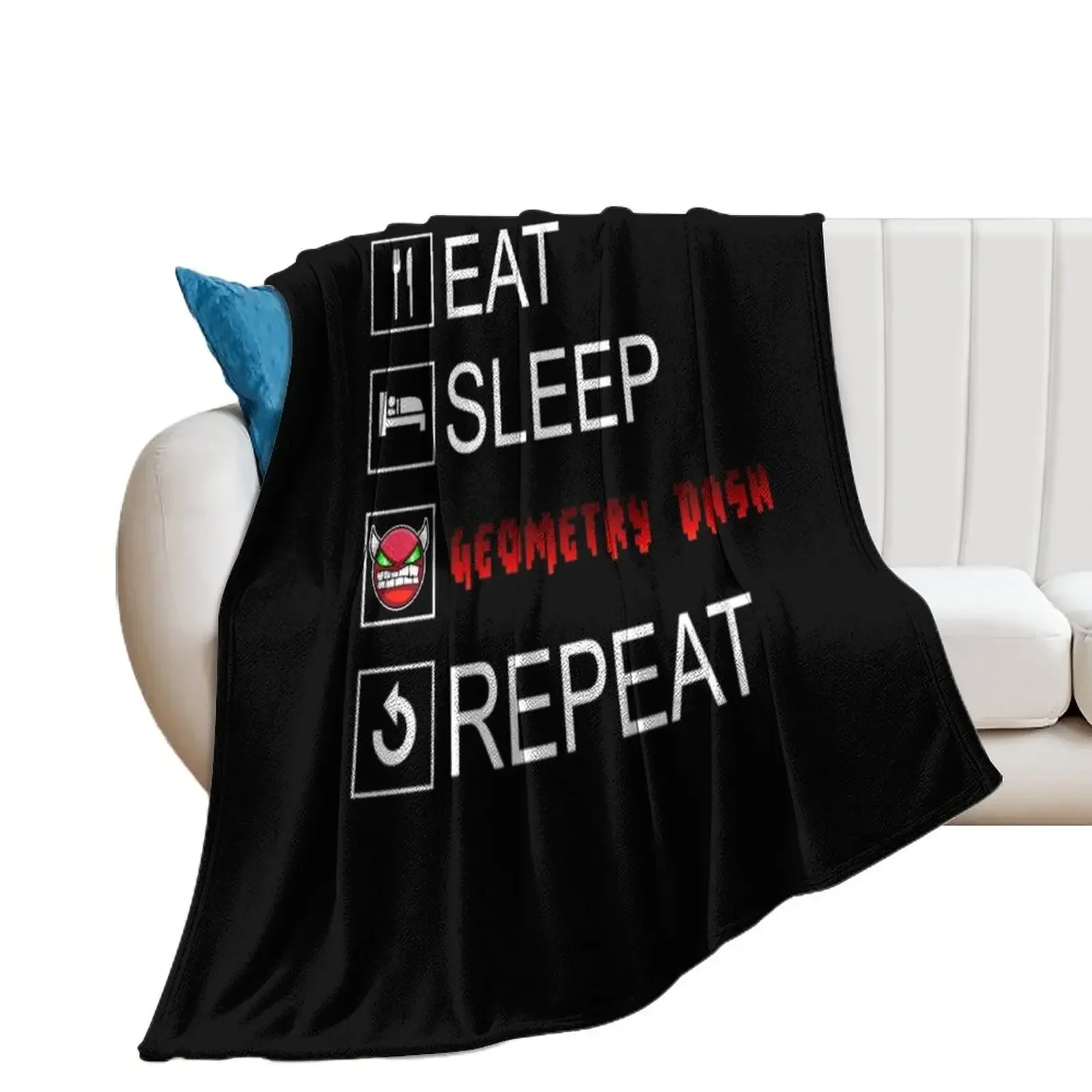 

Eat Sleep Geometry Dash Repeat Coloured Throw Blanket Retros For Baby Loose Sofa Blankets