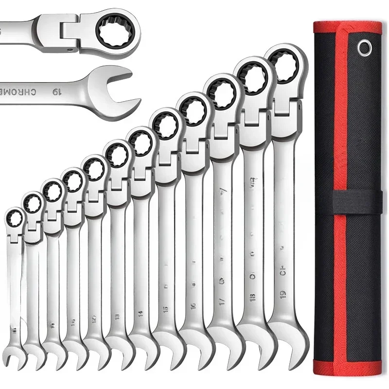 

BIESUO Ratcheting Wrench Set,Combination Ended Spanner kits, Chrome Vanadium Steel Hand Tools Socket Key Ratchet Wrench set