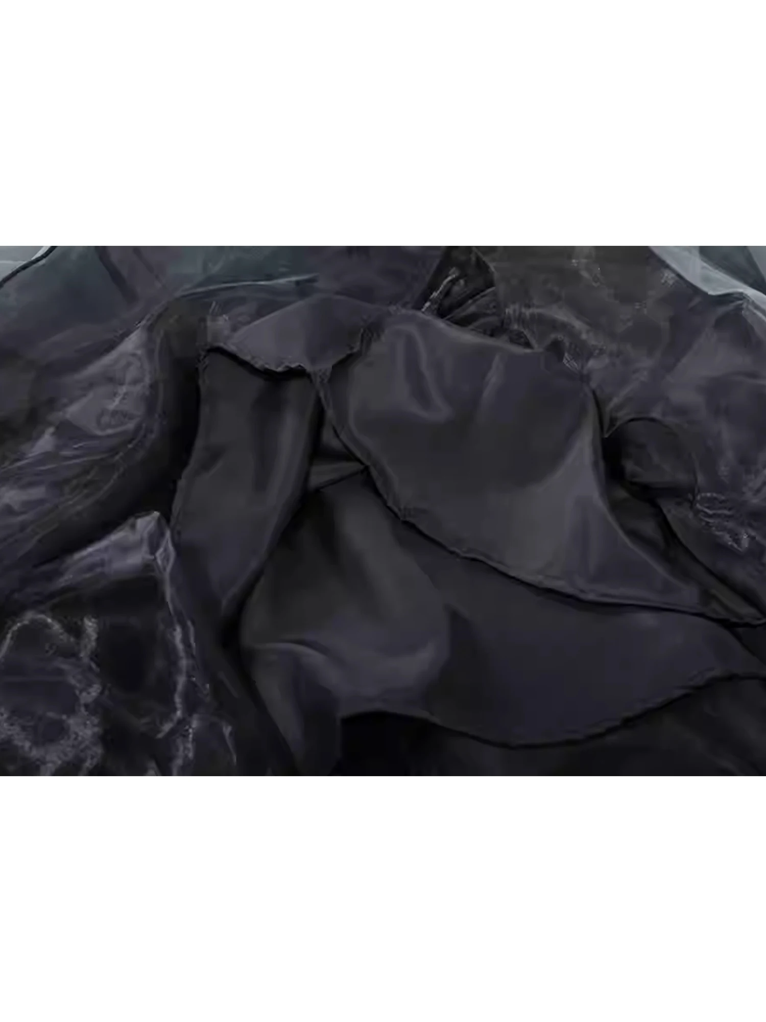 Women's Black Gothic Patchwork A-line Mesh Skirt Vintage Y2k Mori Girl Long Skirt Harajuku Skirts Emo 2000s Clothes Summer 2025