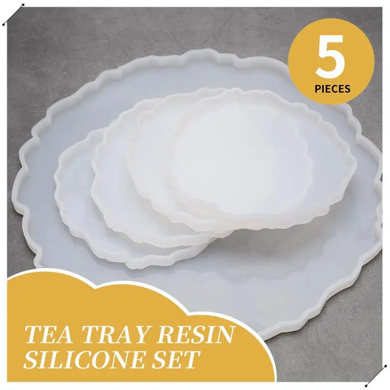 

Silicone Resin Molds, 1 Pcs Large Resin Tray Mold + 4 Pcs Coaster Molds, Tray Molds, Tray And Coaster Epoxy Molds Set