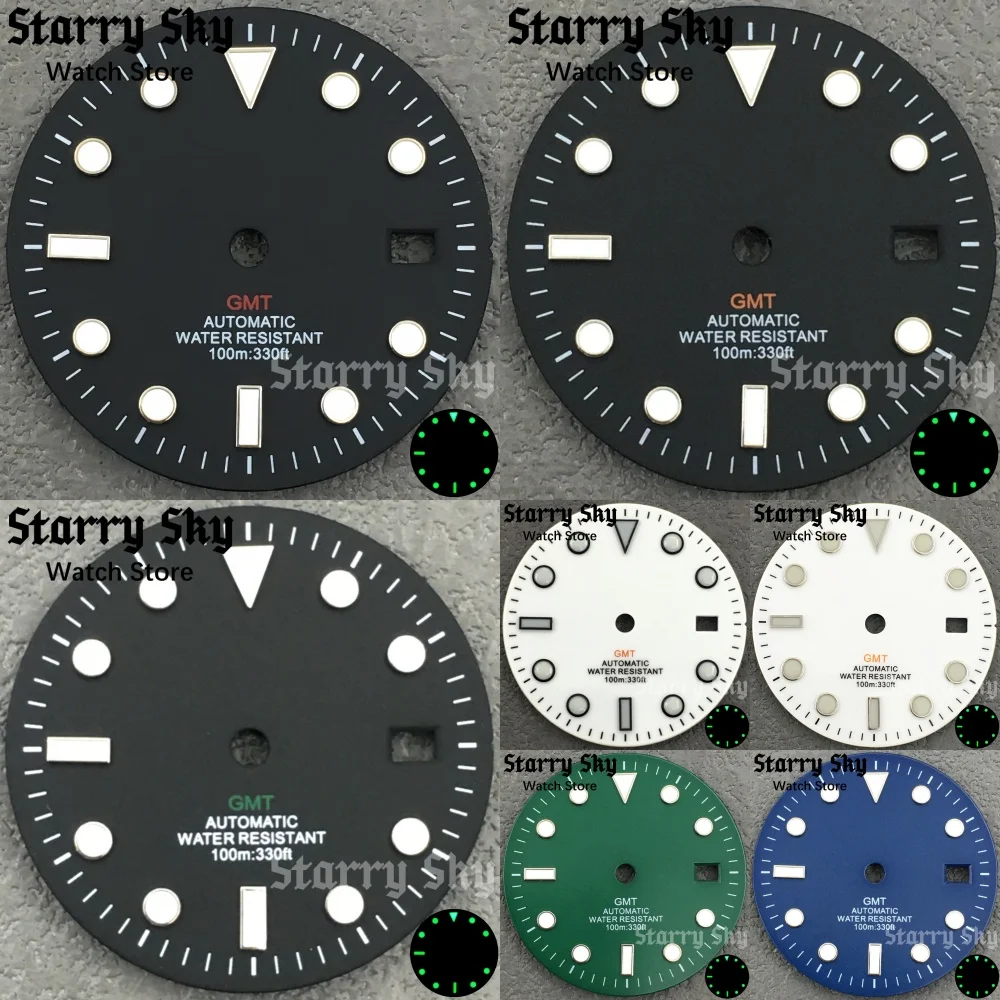 Starry Sky New 31.5mm Black/White/Green/Blue Watch Dial With Green Luminous Suitable For NH34 Automatic Movement Watch Accessory