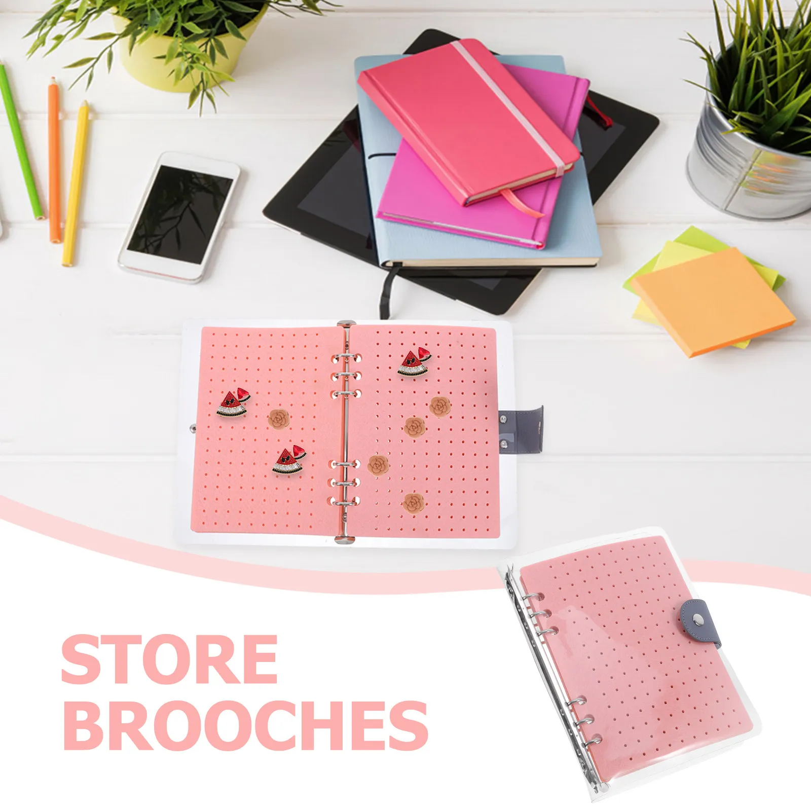 Enamel Pin Organizer Book Portable Display Holder for Badges Brooches Earrings Jewelry Collection