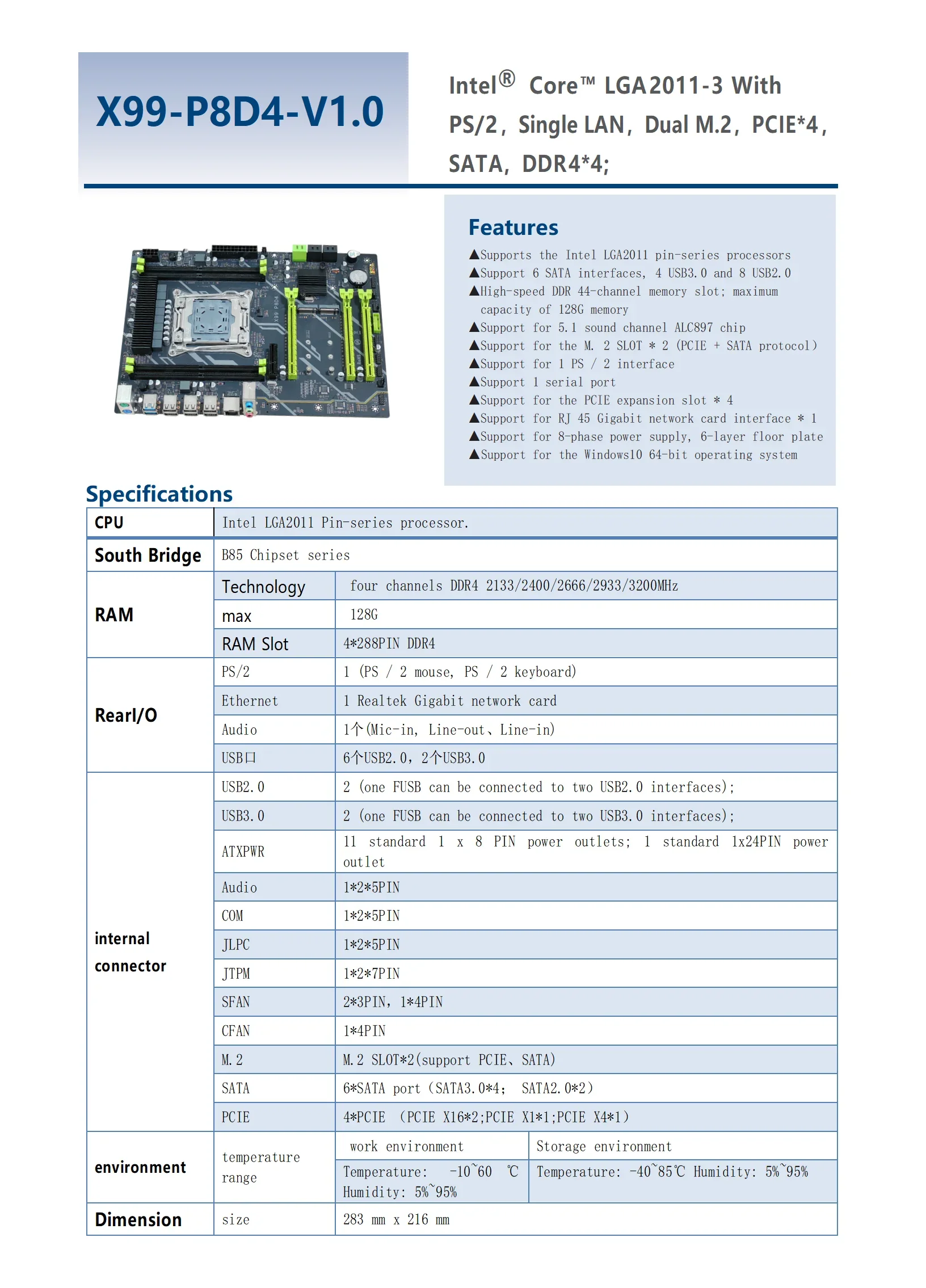 PC Gaming Mother Board Combo 128GB four channels DDR4 placa mae LGA2011 computer mainboard X99 desktop motherboard