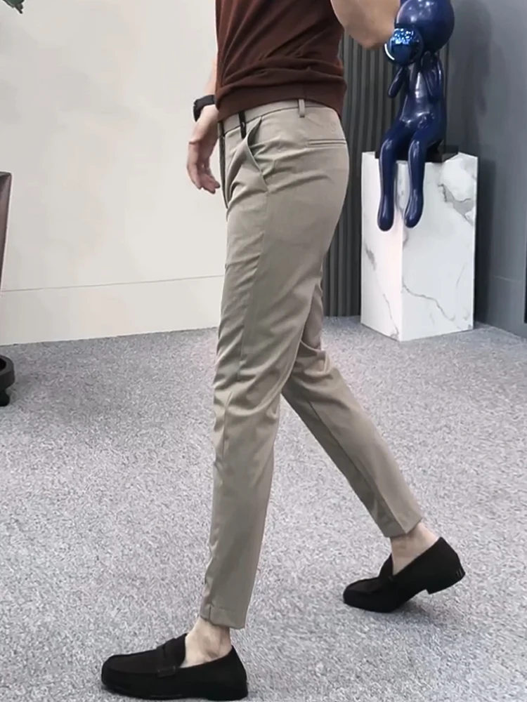 

Busin Casual Men's Pants Comfortable Slim Fit Nine Points Euro Version Faionable Winter High Sensation Straight Leg Trou...