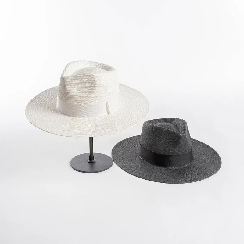 

2026 New Luxury Edition Summer Flat-Top Parisian Retro Sun Hat Black Straw Hat Luxury-brand Beach Dress Hat for Women Femme