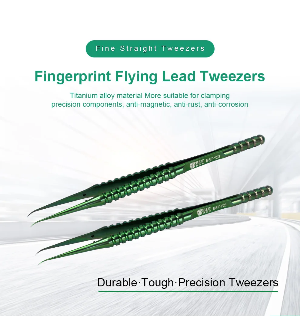 

Best Titanium Alloy Precision Tweezer, Curved Straight Head, Mainboard Chip IC, BGA Flying Wire Clamp Repair, BST-Y22, BST-Y23