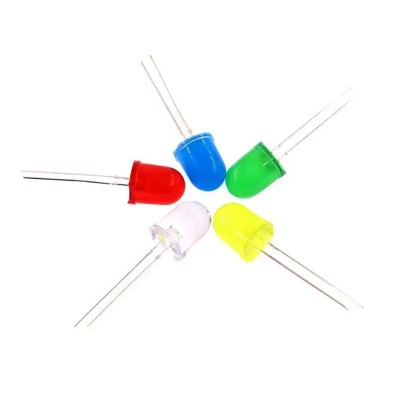10 Stück 10MM LED F10 Rundkopf-Leuchtdioden Weiß Blau Rot Grün Gelb Hohe Helligkeit Direktanschluss – Detail 2