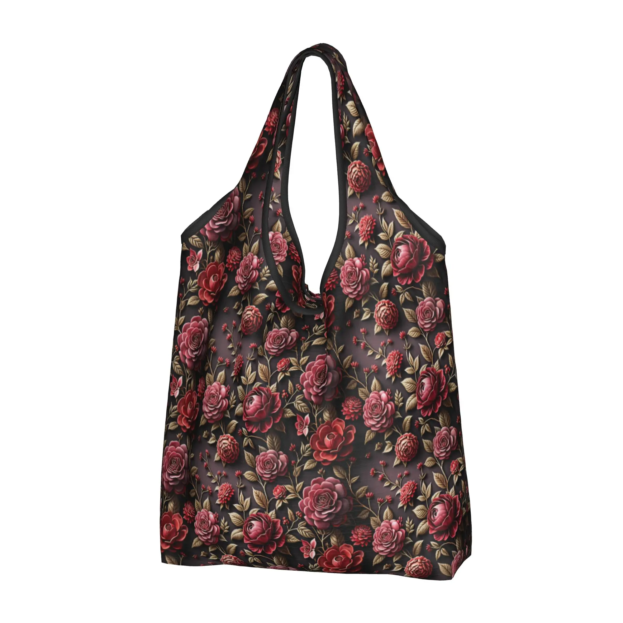 Recycling Fashion Trend 3D Flowers Shopping Bag Women Tote Bag Portable Luxury High 3D Floral Groceries Shopper Bags